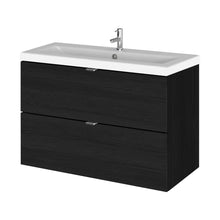 Hudson Reed Fusion 800mm Vanity Unit & Ceramic Basin Contemp Charcoal Black MFC Textured Woodgrain 579x805x360mm - JJ Building Materials