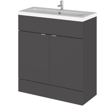 Hudson Reed Fusion 800mm Vanity Unit & Ceramic Basin Contemp Gloss Grey MFC Painted Gloss 904x805x360mm - JJ Building Materials