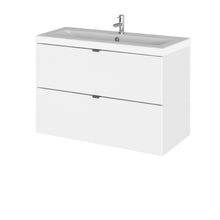 Hudson Reed Fusion 800mm Vanity Unit & Ceramic Basin Contemp Gloss White MFC Painted Gloss 579x805x360mm - JJ Building Materials