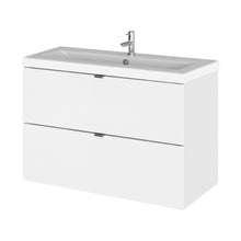 Hudson Reed Fusion 800mm Vanity Unit & Ceramic Basin Contemp Gloss White MFC Painted Gloss 579x805x360mm - JJ Building Materials