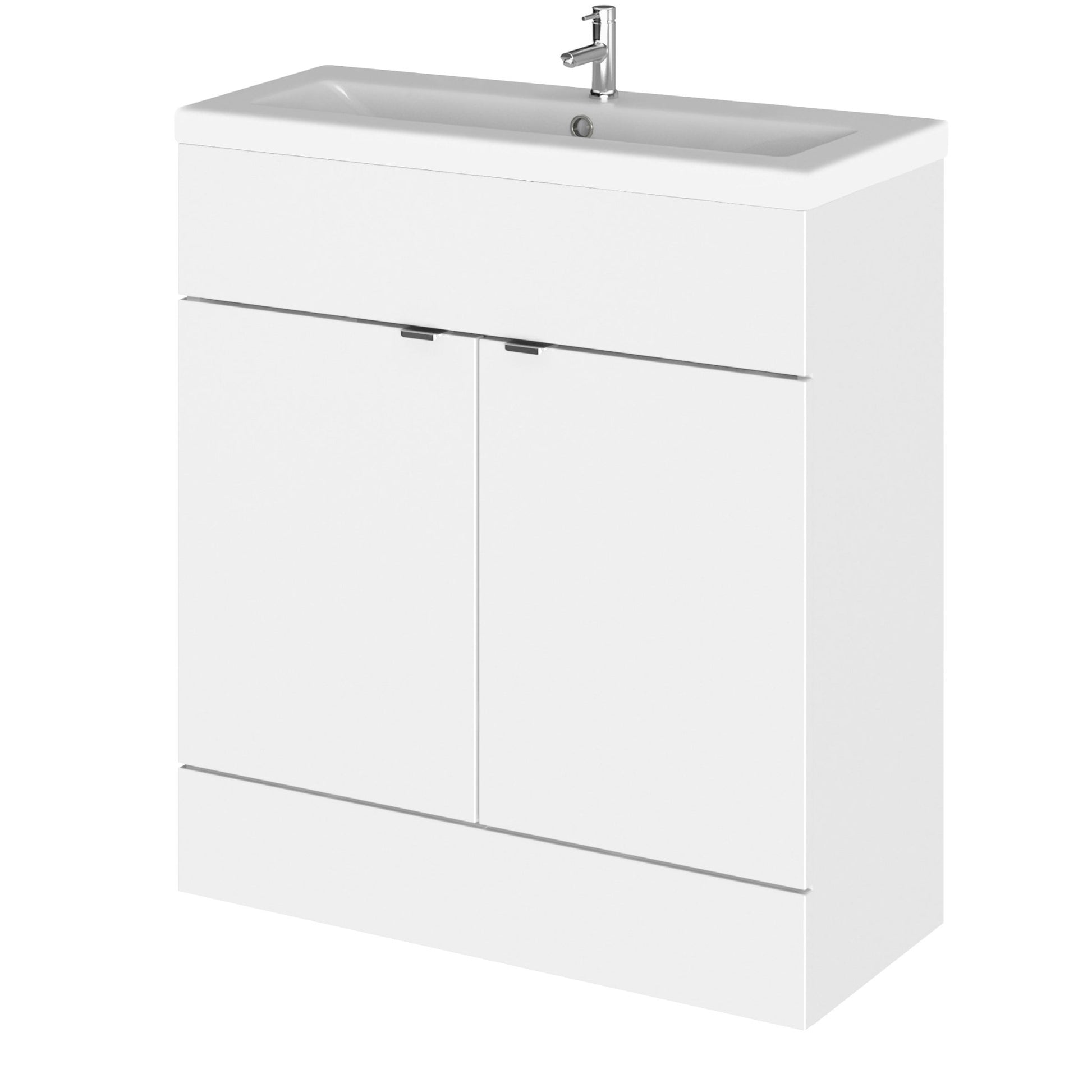 Hudson Reed Fusion 800mm Vanity Unit & Ceramic Basin Contemp Gloss White MFC Painted Gloss 904x805x360mm - JJ Building Materials