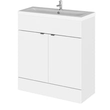 Hudson Reed Fusion 800mm Vanity Unit & Ceramic Basin Contemp Gloss White MFC Painted Gloss 904x805x360mm - JJ Building Materials
