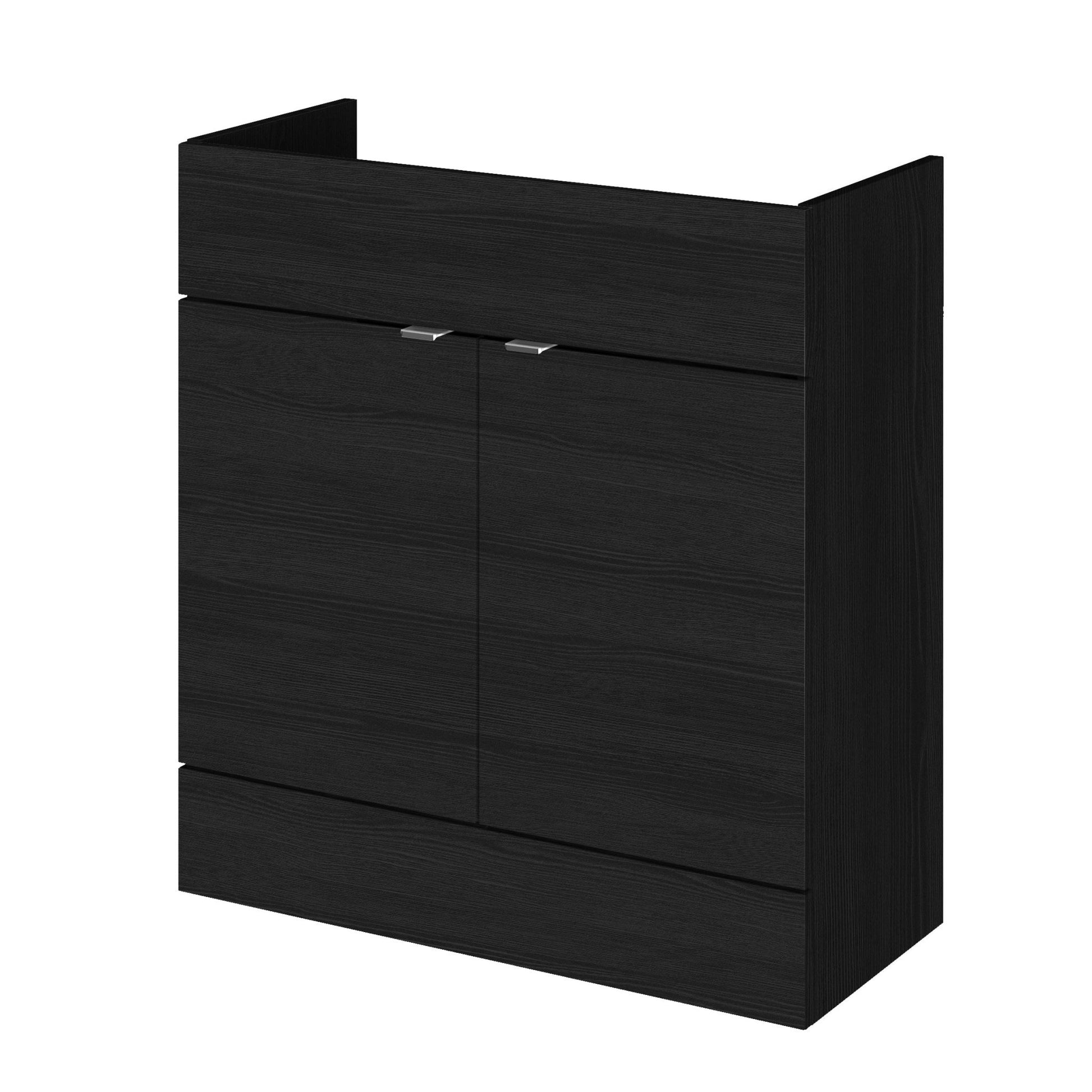 Hudson Reed Fusion 800mm Vanity Unit Contemp Charcoal Black MFC Textured Woodgrain 864x800x355mm - JJ Building Materials