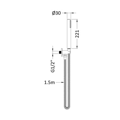 Hudson Reed Hand Held Shower Kits Outlet Elbow, Parking Bracket, Flex And Handset Contemp Chrome Brass Abs 1230x30x55mm - JJ Building Materials