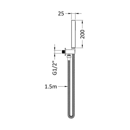 Hudson Reed Hand Held Shower Kits Outlet Elbow, Parking Bracket, Flex And Handset Contemp Chrome Brass Abs 1265x30x55mm - JJ Building Materials
