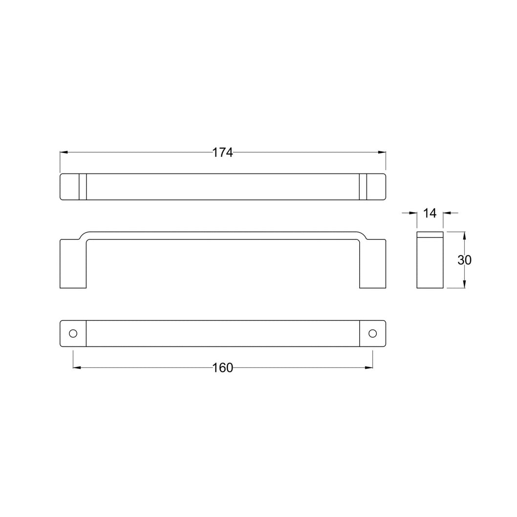 Hudson Reed Handles Art Deco Chrome Handle Trad Brass 14x174x30mm - JJ Building Materials