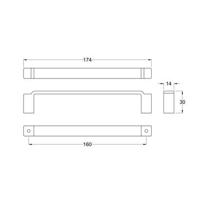 Hudson Reed Handles Art Deco Chrome Handle Trad Brass 14x174x30mm - JJ Building Materials