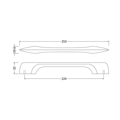 Hudson Reed Handles D Shaped Handle 224mm Contemp Chrome Zamac 20x253x32mm - JJ Building Materials