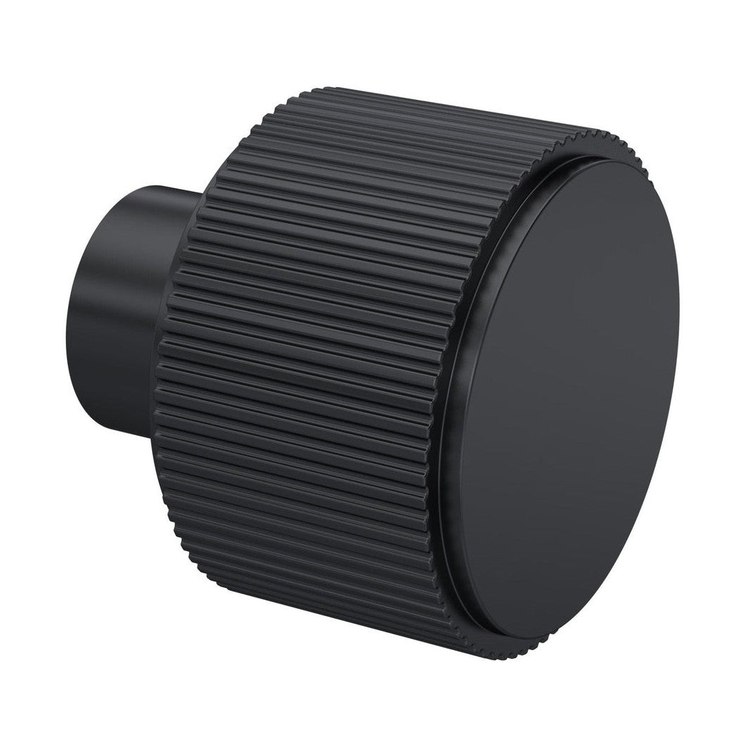 Hudson Reed Handles Fluted Furniture Knob Contemp Matt Black Aluminium 30x30x30mm - JJ Building Materials