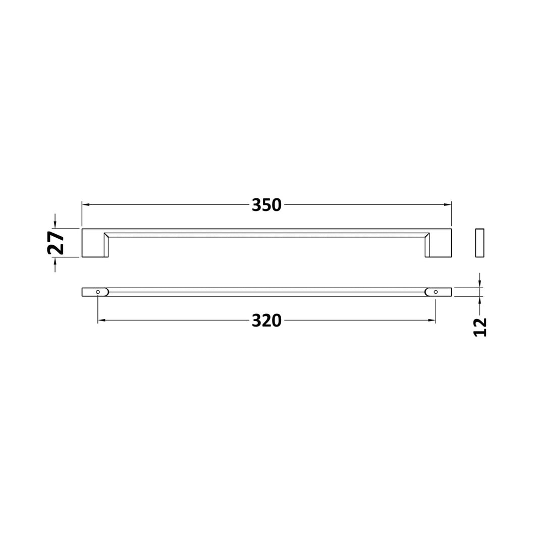 Hudson Reed Handles Handle 320mm Contemp Chrome Stainless Steel 27x350x12mm - JJ Building Materials