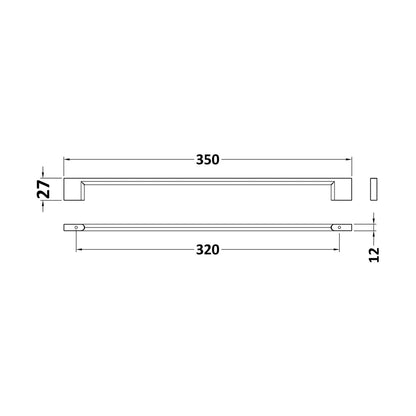 Hudson Reed Handles Handle 320mm Contemp Chrome Stainless Steel 27x350x12mm - JJ Building Materials