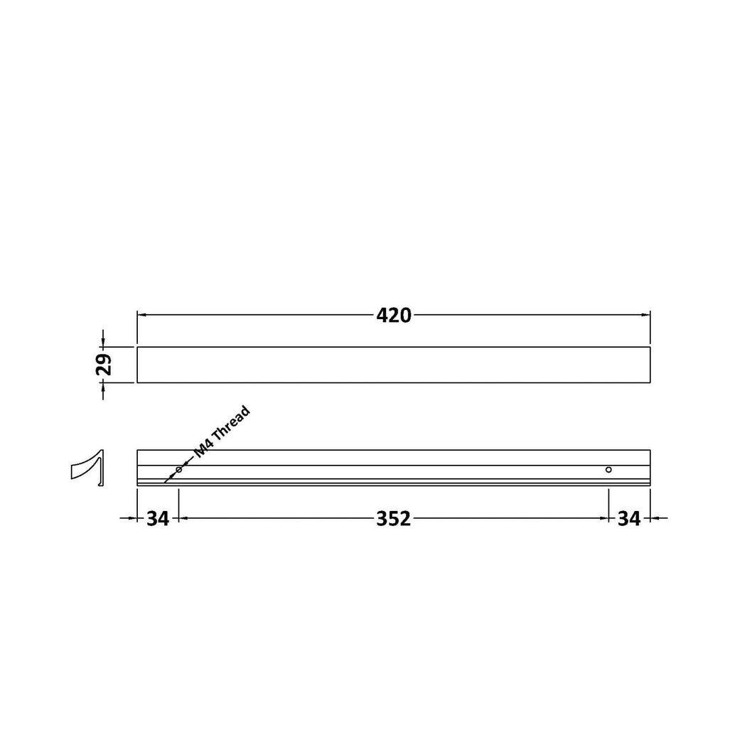 Hudson Reed Handles Handle 420mm Contemp Chrome Aluminium 29x420x29mm - JJ Building Materials
