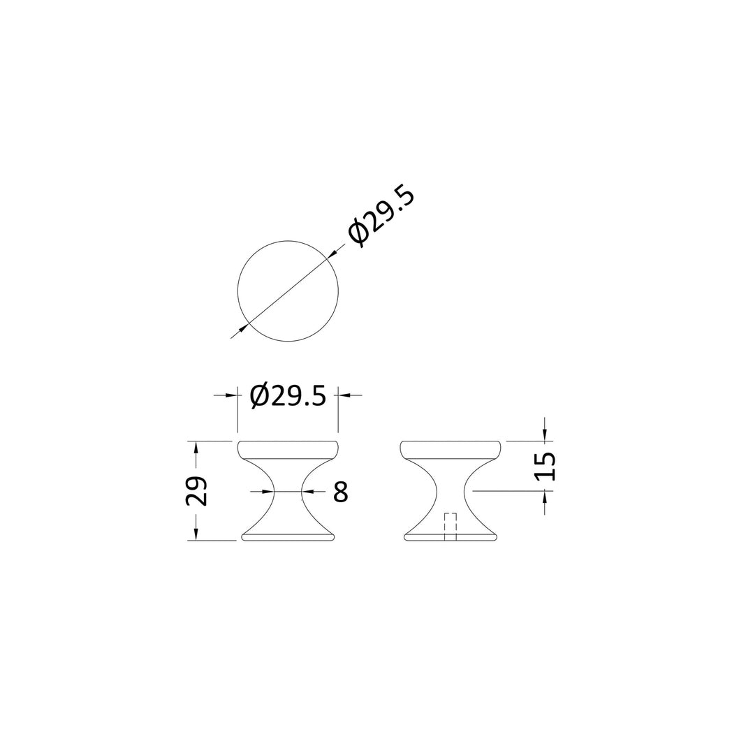 Hudson Reed Handles Indented Round Knob Contemp Black Zamac 30x30x29mm - JJ Building Materials