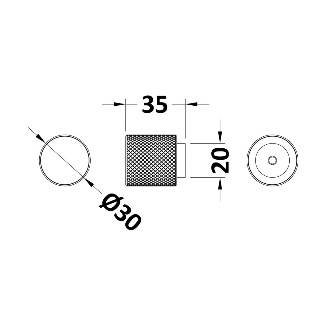 Hudson Reed Handles Indented Round Knob Contemp Satin Nickel Aluminium 30x30x30mm - JJ Building Materials