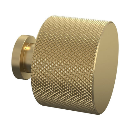 Hudson Reed Handles Knurled Round Knob Contemp Brushed Brass Aluminium 30x30x30mm - JJ Building Materials