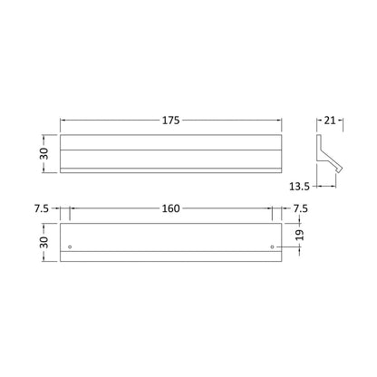 Hudson Reed Handles Profile Handle 160mm Contemp Chrome Aluminium 30x175x30mm - JJ Building Materials