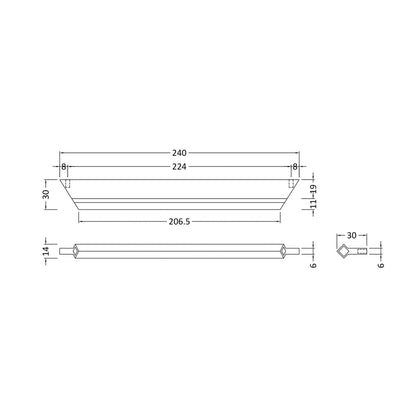 Hudson Reed Handles Profile Handle 224mm Contemp Chrome Aluminium 14x240x30mm - JJ Building Materials