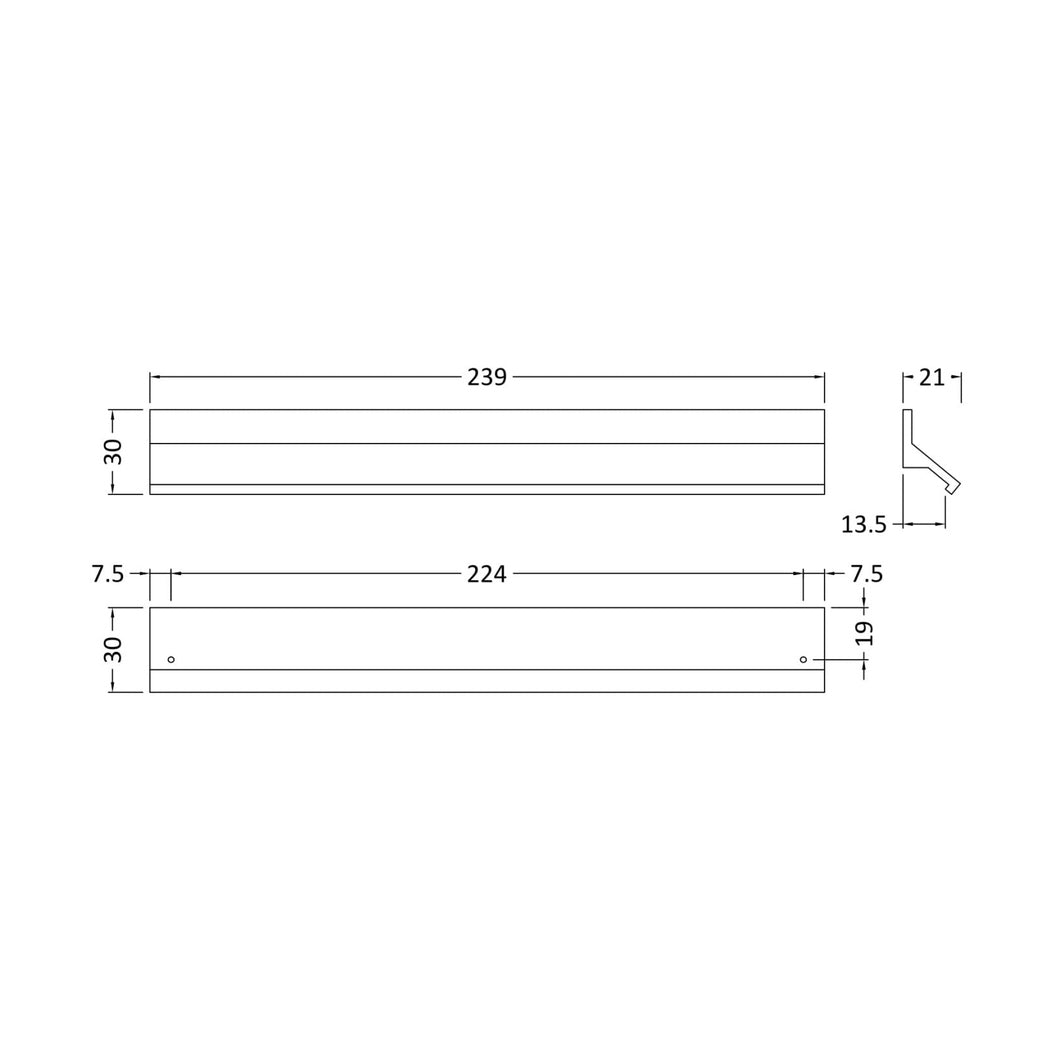 Hudson Reed Handles Profile Handle 224mm Contemp Chrome Aluminium 30x239x30mm - JJ Building Materials