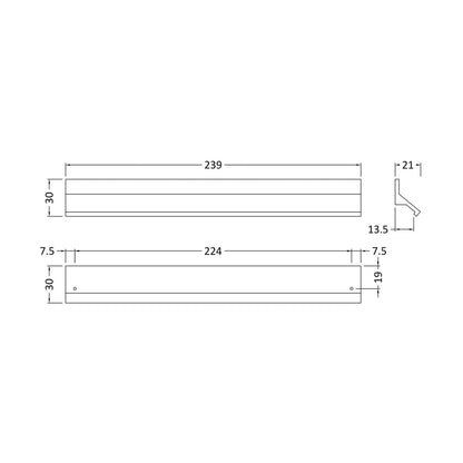 Hudson Reed Handles Profile Handle 224mm Contemp Chrome Aluminium 30x239x30mm - JJ Building Materials