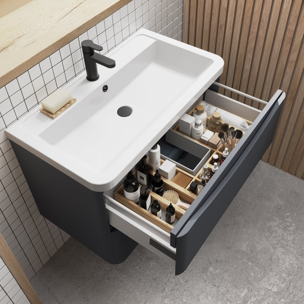 Hudson Reed Handles Straight Bamboo Drawer Organiser Contemp Light Fawn Wood 50x274x75mm - JJ Building Materials