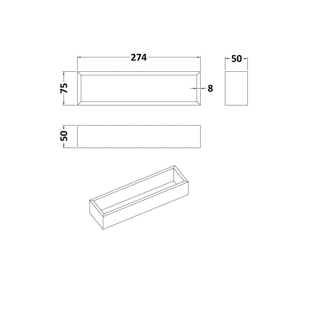 Hudson Reed Handles Straight Bamboo Drawer Organiser Contemp Light Fawn Wood 50x274x75mm - JJ Building Materials