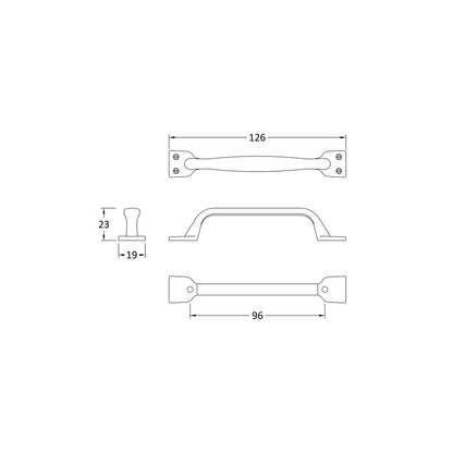 Hudson Reed Handles Strap Handle 96mm Contemp Satin Nickel Brass 126x19x23mm - JJ Building Materials
