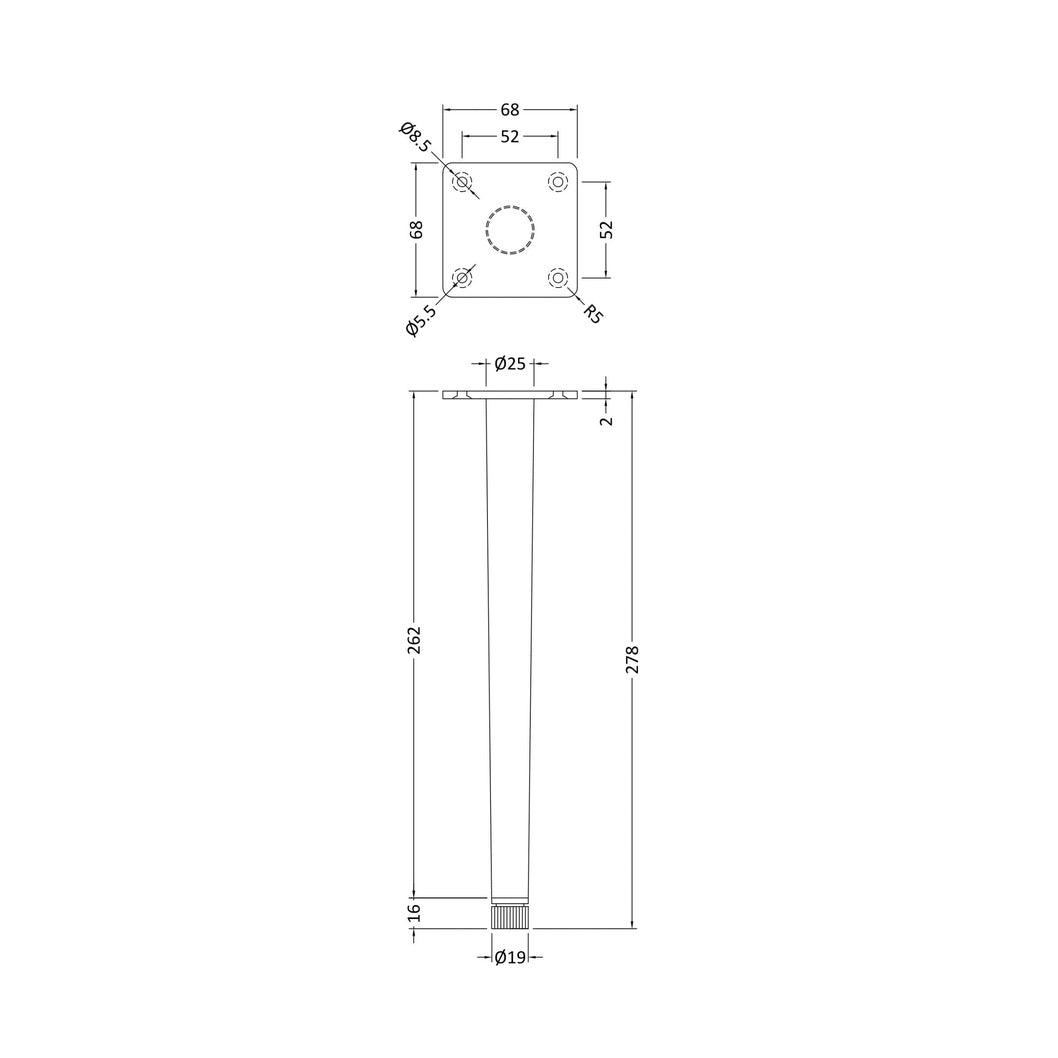 Hudson Reed Handles Wall Hung Vanity Decorative Leg Set Contemp Brushed Brass Stainless Steel 260x70x70mm - JJ Building Materials