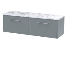 Hudson Reed Juno 1200 Wall Hung 2 - drawer Vanity & Laminate Worktop Contemp Coastal Grey MFC Smooth Matt 381x1205x390mm - JNU2322LCM2 - JJ Building Materials