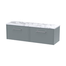 Hudson Reed Juno 1200 Wall Hung 2-drawer Vanity & Laminate Worktop Contemp Coastal Grey MFC Smooth Matt 381x1205x390mm - JNU2322LCM2 - JJ Building Materials