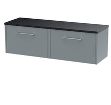 Hudson Reed Juno 1200 Wall Hung 2 - drawer Vanity & Laminate Worktop Contemp Coastal Grey MFC Smooth Matt 381x1205x390mm - JNU2322LSB2 - JJ Building Materials