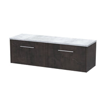 Hudson Reed Juno 1200 Wall Hung 2-drawer Vanity & Laminate Worktop Contemp Metallic Slate MFC Textured Matt 381x1205x390mm - JNU2622LBG2 - JJ Building Materials