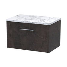 Hudson Reed Juno 1200 Wall Hung 2-drawer Vanity & Laminate Worktop Contemp Metallic Slate MFC Textured Matt 381x1205x390mm - JNU2622LCM2 - JJ Building Materials