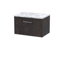 Hudson Reed Juno 1200 Wall Hung 2 - drawer Vanity & Laminate Worktop Contemp Metallic Slate MFC Textured Matt 381x1205x390mm - JNU2622LCM2 - JJ Building Materials