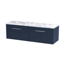 Hudson Reed Juno 1200 Wall Hung 2-drawer Vanity & Laminate Worktop Contemp Midnight Blue MFC Painted Matt 381x1205x390mm - JNU2922LCM2 - JJ Building Materials