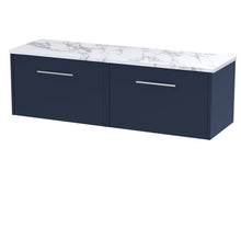 Hudson Reed Juno 1200 Wall Hung 2 - drawer Vanity & Laminate Worktop Contemp Midnight Blue MFC Painted Matt 381x1205x390mm - JNU2922LCM2 - JJ Building Materials