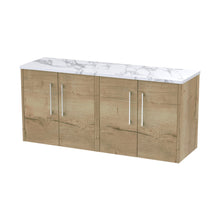 Hudson Reed Juno 1200 Wall Hung 4-door Vanity & Laminate Worktop Contemp Autumn Oak MFC Textured Woodgrain 561x1205x390mm - JNU1823LCM2 - JJ Building Materials