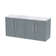 Hudson Reed Juno 1200 Wall Hung 4-door Vanity & Laminate Worktop Contemp Coastal Grey MFC Smooth Matt 561x1205x390mm - JNU2323LBG2 - JJ Building Materials
