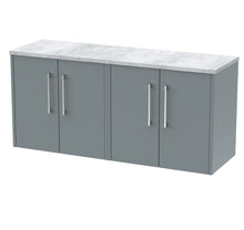 Hudson Reed Juno 1200 Wall Hung 4 - door Vanity & Laminate Worktop Contemp Coastal Grey MFC Smooth Matt 561x1205x390mm - JNU2323LBG2 - JJ Building Materials