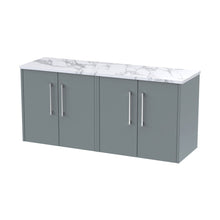 Hudson Reed Juno 1200 Wall Hung 4-door Vanity & Laminate Worktop Contemp Coastal Grey MFC Smooth Matt 561x1205x390mm - JNU2323LCM2 - JJ Building Materials