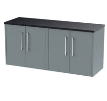 Hudson Reed Juno 1200 Wall Hung 4 - door Vanity & Laminate Worktop Contemp Coastal Grey MFC Smooth Matt 561x1205x390mm - JNU2323LSB2 - JJ Building Materials