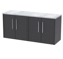 Hudson Reed Juno 1200 Wall Hung 4 - door Vanity & Laminate Worktop Contemp Graphite Grey Woodgrain MFC Textured Woodgrain 561x1205x390mm - JNU2223LBG2 - JJ Building Materials