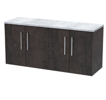 Hudson Reed Juno 1200 Wall Hung 4 - door Vanity & Laminate Worktop Contemp Metallic Slate MFC Textured Matt 561x1205x390mm - JNU2623LBG2 - JJ Building Materials