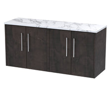 Hudson Reed Juno 1200 Wall Hung 4 - door Vanity & Laminate Worktop Contemp Metallic Slate MFC Textured Matt 561x1205x390mm - JNU2623LCM2 - JJ Building Materials