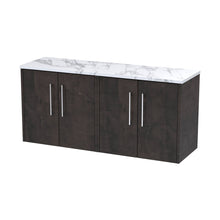 Hudson Reed Juno 1200 Wall Hung 4-door Vanity & Laminate Worktop Contemp Metallic Slate MFC Textured Matt 561x1205x390mm - JNU2623LCM2 - JJ Building Materials