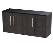 Hudson Reed Juno 1200 Wall Hung 4 - door Vanity & Laminate Worktop Contemp Metallic Slate MFC Textured Matt 561x1205x390mm - JNU2623LSB2 - JJ Building Materials