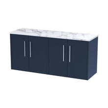 Hudson Reed Juno 1200 Wall Hung 4-door Vanity & Laminate Worktop Contemp Midnight Blue MFC Painted Matt 561x1205x390mm - JNU2923LCM2 - JJ Building Materials