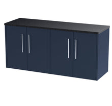 Hudson Reed Juno 1200 Wall Hung 4 - door Vanity & Laminate Worktop Contemp Midnight Blue MFC Painted Matt 561x1205x390mm - JNU2923LSB2 - JJ Building Materials