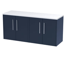 Hudson Reed Juno 1200 Wall Hung 4 - door Vanity & Laminate Worktop Contemp Midnight Blue MFC Painted Matt 561x1205x390mm - JNU2923LSW2 - JJ Building Materials