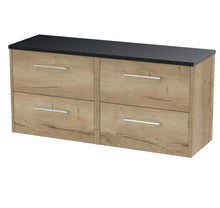 Hudson Reed Juno 1200 Wall Hung 4 - drawer Vanity & Laminate Worktop Contemp Autumn Oak MFC Textured Woodgrain 561x1205x390mm - JNU1824LSB2 - JJ Building Materials