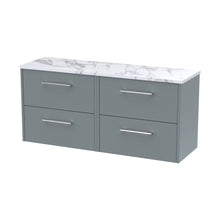 Hudson Reed Juno 1200 Wall Hung 4-drawer Vanity & Laminate Worktop Contemp Coastal Grey MFC Smooth Matt 561x1205x390mm - JNU2324LCM2 - JJ Building Materials